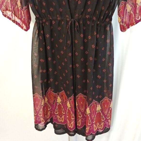 Mossimo Exotic Dress Womens Plus Sz XXL Black Red w Camisole Bohemian Semi Sheer - Picture 5 of 10